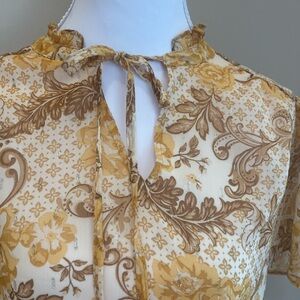 Beautiful Joie Yellow and Brown Floral Blouse Like New